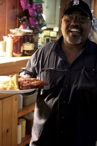 Geno Allen serves up his famous ribs.