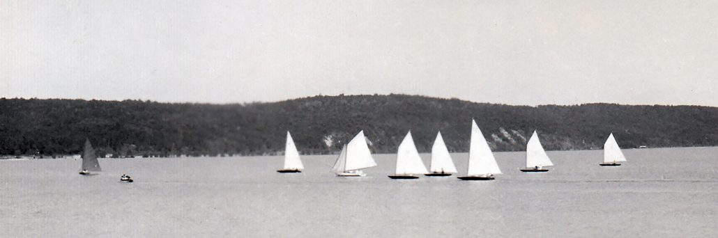 Gaff Marconi rigged C boats in 1935 crystal lake Yacht Club history frankfort michigan Grant Brown, Jr. Sailing Crystal Lake: A Short History Benzie Area Historical Society book the betsie current newspaper benzie county northern michigan