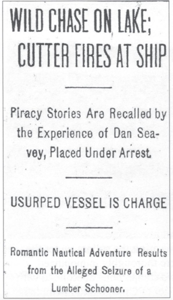 Chicago Daily News clipping Roaring Dan Seavey pirate of the Great Lakes history the betsie current newspaper Richard j Boyd