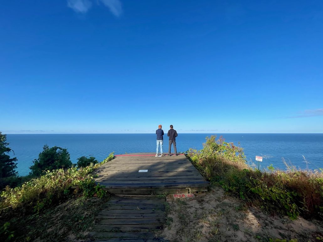 John McCormick Brett McGregor Bree McGregor Lake Michigan view green point flyers association launch platform paragliding hang gliding elberta northern michigan the betsie current newspaper benzie county