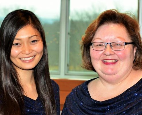 Nozomi Khudyev (left) is the piano accompanist for the Benzie County Community Chorus. Dinah Haag (right) is director.