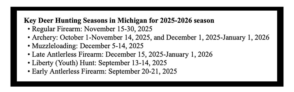 deer hunting season Michigan 2025-2026 winter department of natural resources dnr venison 