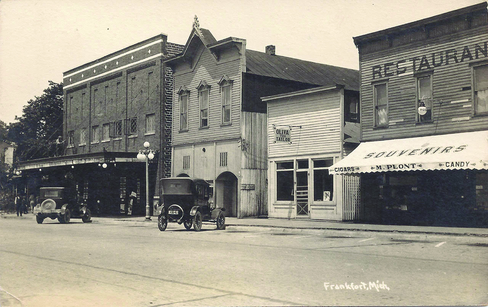 The Garden Theater original downtown Main Street Frankfort Michigan 1920s Bob McCall Bayside Printing Inc Jed Jaworski The betsie Current newspaper Benzie County history