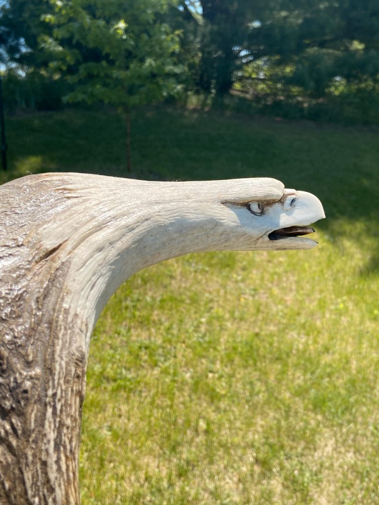 Moose Antler Art Rick Jones artist The Betsie Current scrollwork scultpure carving