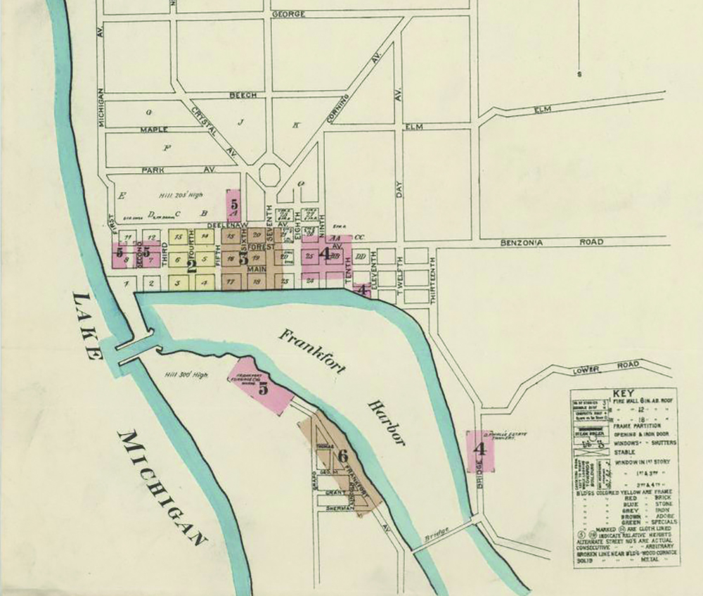 Frankfort Michigan Sanborn Fire Insurance Rating Map 1885 Library of Congress Jed Jaworski The Betsie Current newspaper Benzie County history