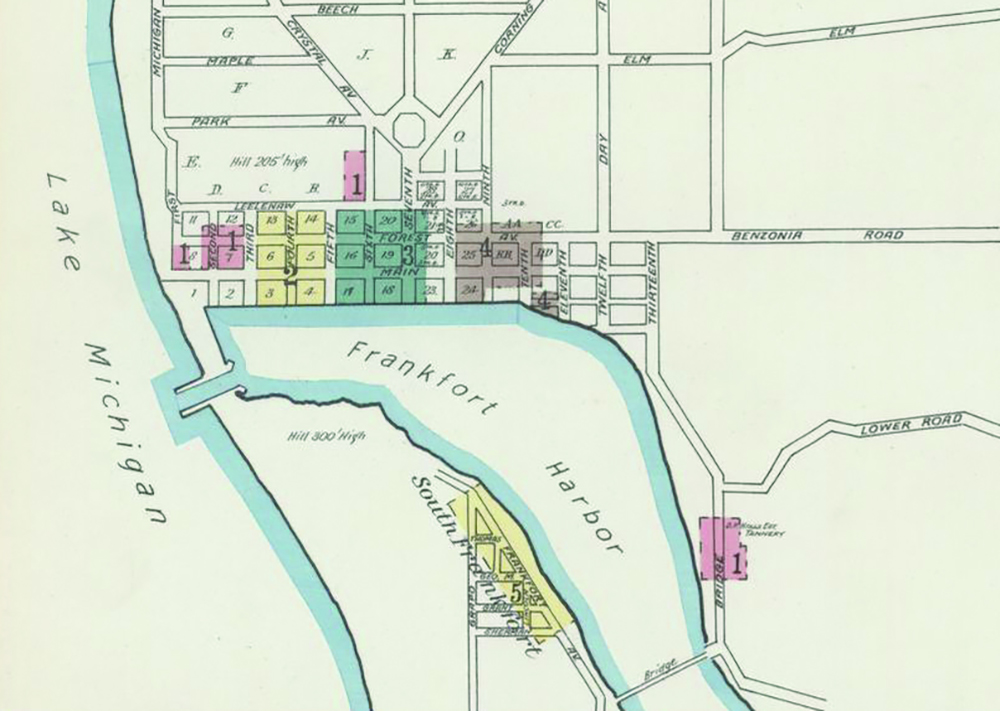 Frankfort Michigan Sanborn Fire Insurance Rating Map 1893 Library of Congress Jed Jaworski The Betsie Current newspaper Benzie County history