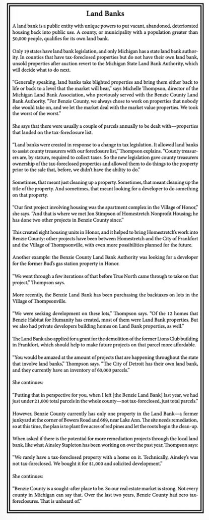 ainsley stapleton project house benzie county northern michigan lchayim deli julie orr jonathan clark benzonia usda rural development loan house mortgage affordable housing gap financing home sweet home john o'neill jason potes benzie county land bank authority michigan land bank association michelle shelly thompson